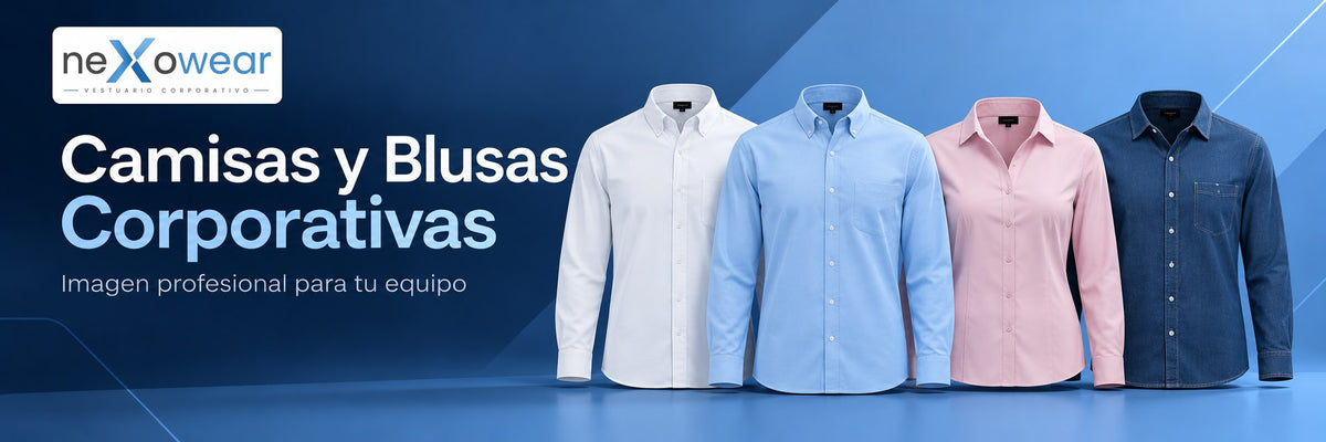 Camisas y blusas corporativas neXowear: camisas Oxford, blusa y camisa de mezclilla