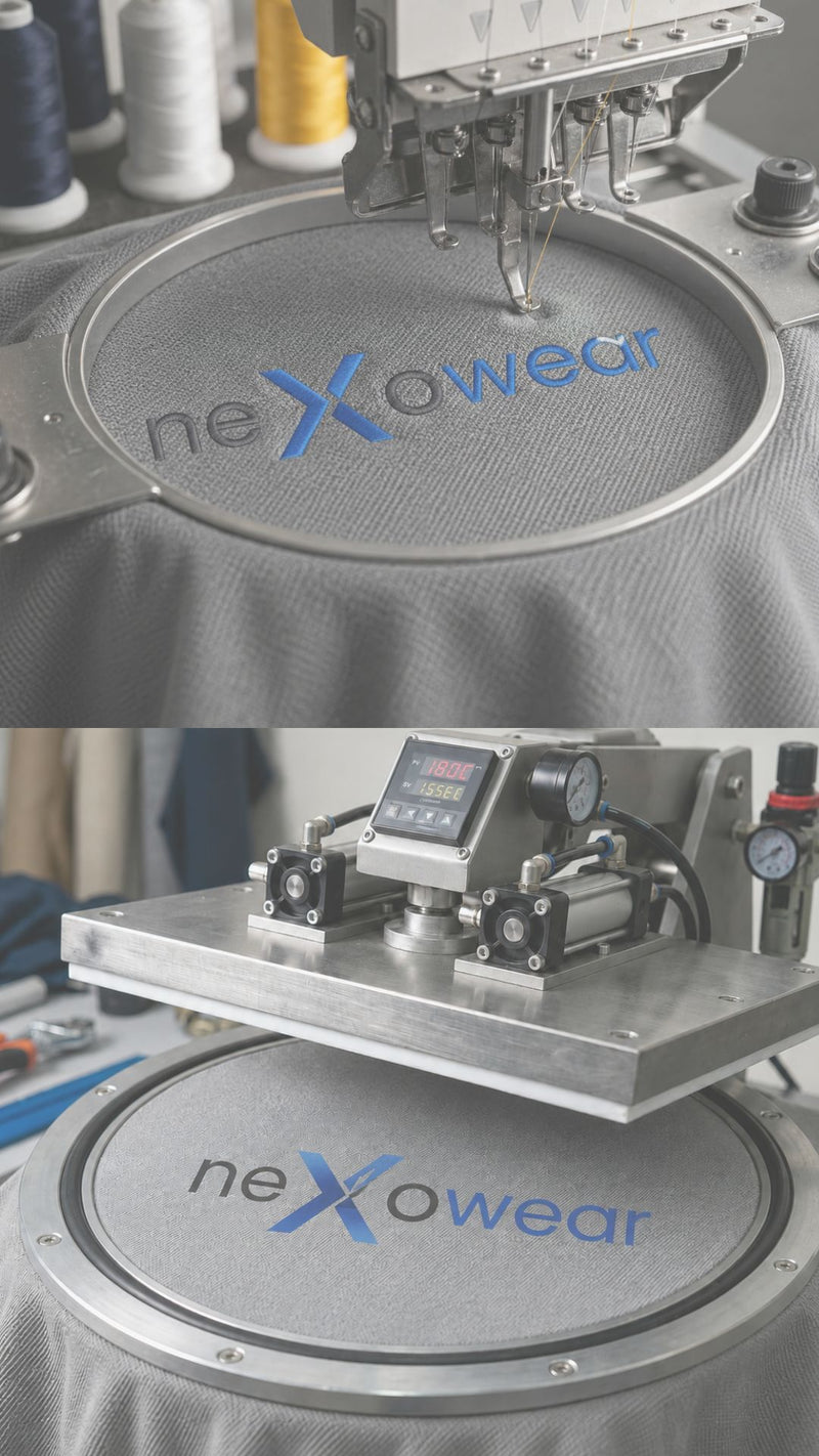 Máquina de estampado personalizando poleras NexoWear en Viña del Mar