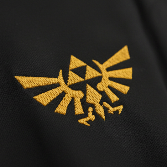 Polera bordada Zelda Ocarina of Time personalizada - detalle del bordado - Nexowear.cl