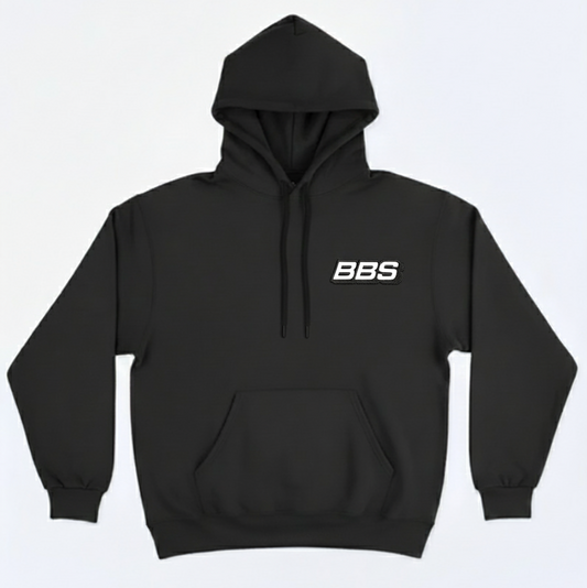 Polerón bordado diseño BBS llantas personalizado - vista frontal - Nexowear.cl