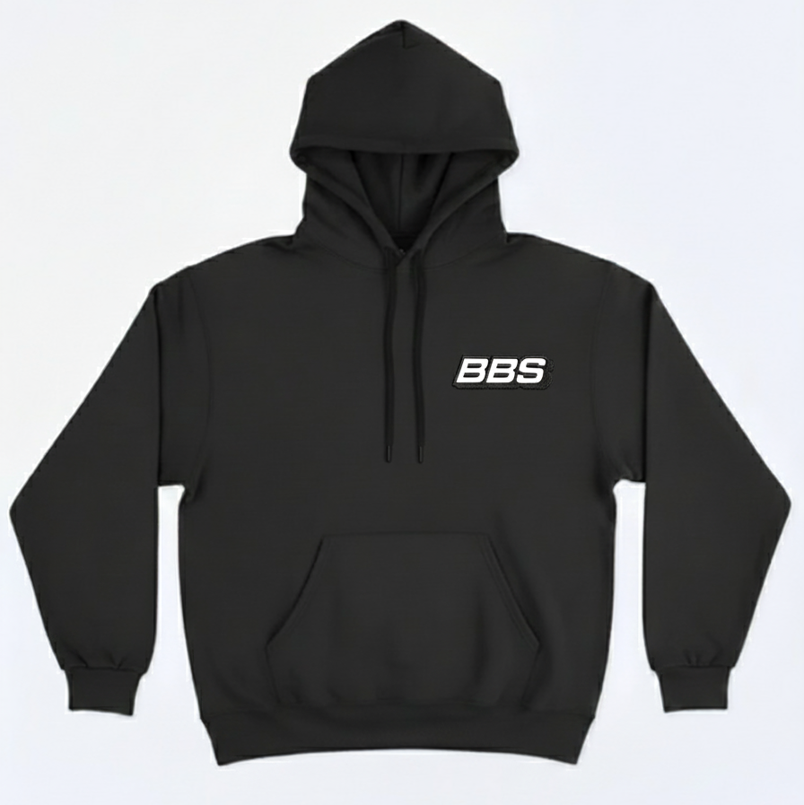 Polerón bordado diseño BBS llantas personalizado - vista frontal - Nexowear.cl