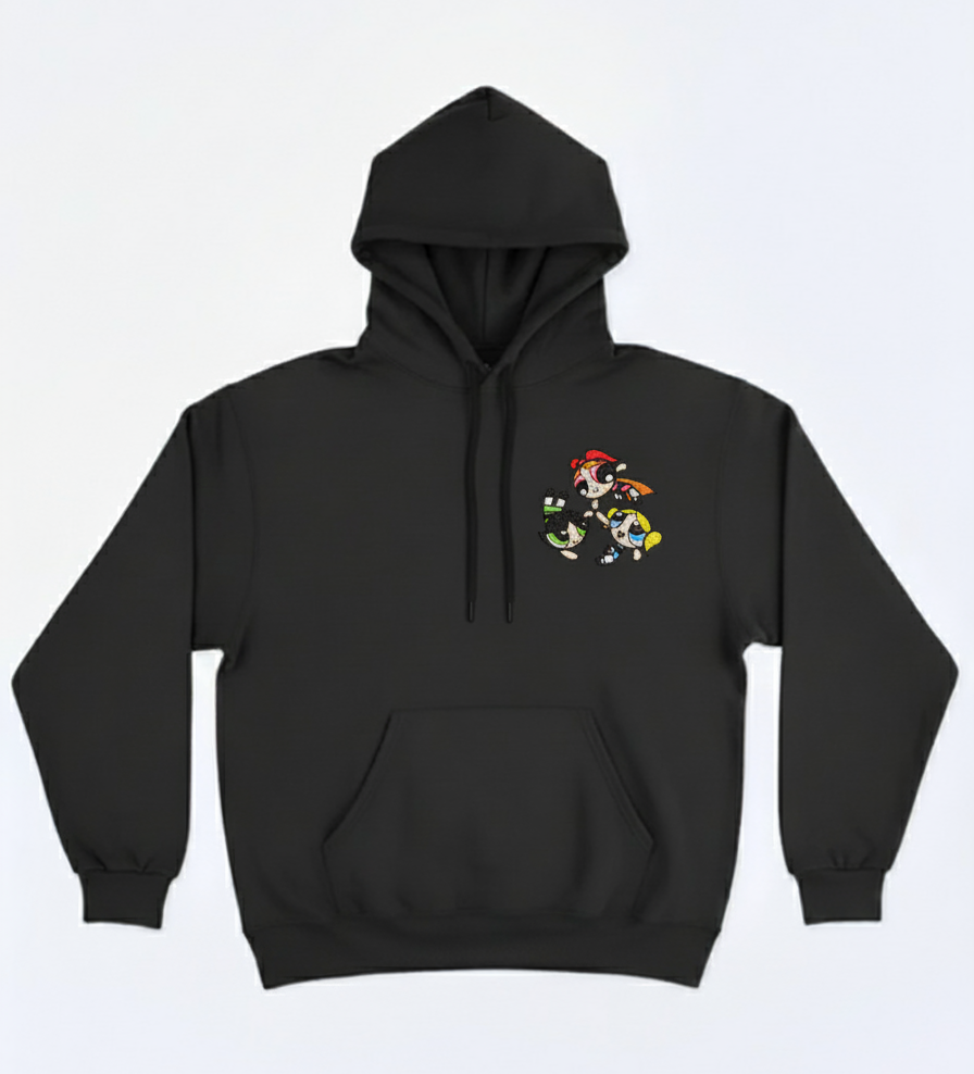 Polerón bordado diseño Chicas Superpoderosas personalizado - vista frontal - Nexowear.cl