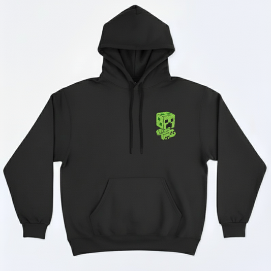 Polerón bordado diseño Creeper (Minecraft) personalizado - vista frontal - Nexowear.cl
