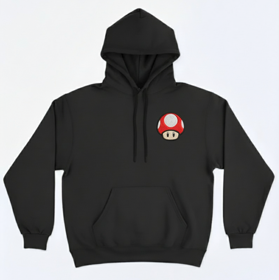Polerón bordado diseño Mario Bros Nintendo personalizado - vista frontal - Nexowear.cl